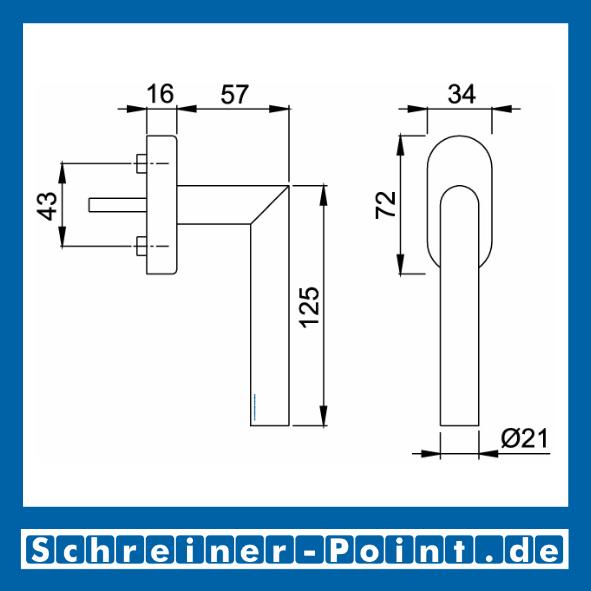 Hoppe Amsterdam Edelstahl Fenstergriff F69 Secustik E0400/US956, 1969016, 1980848